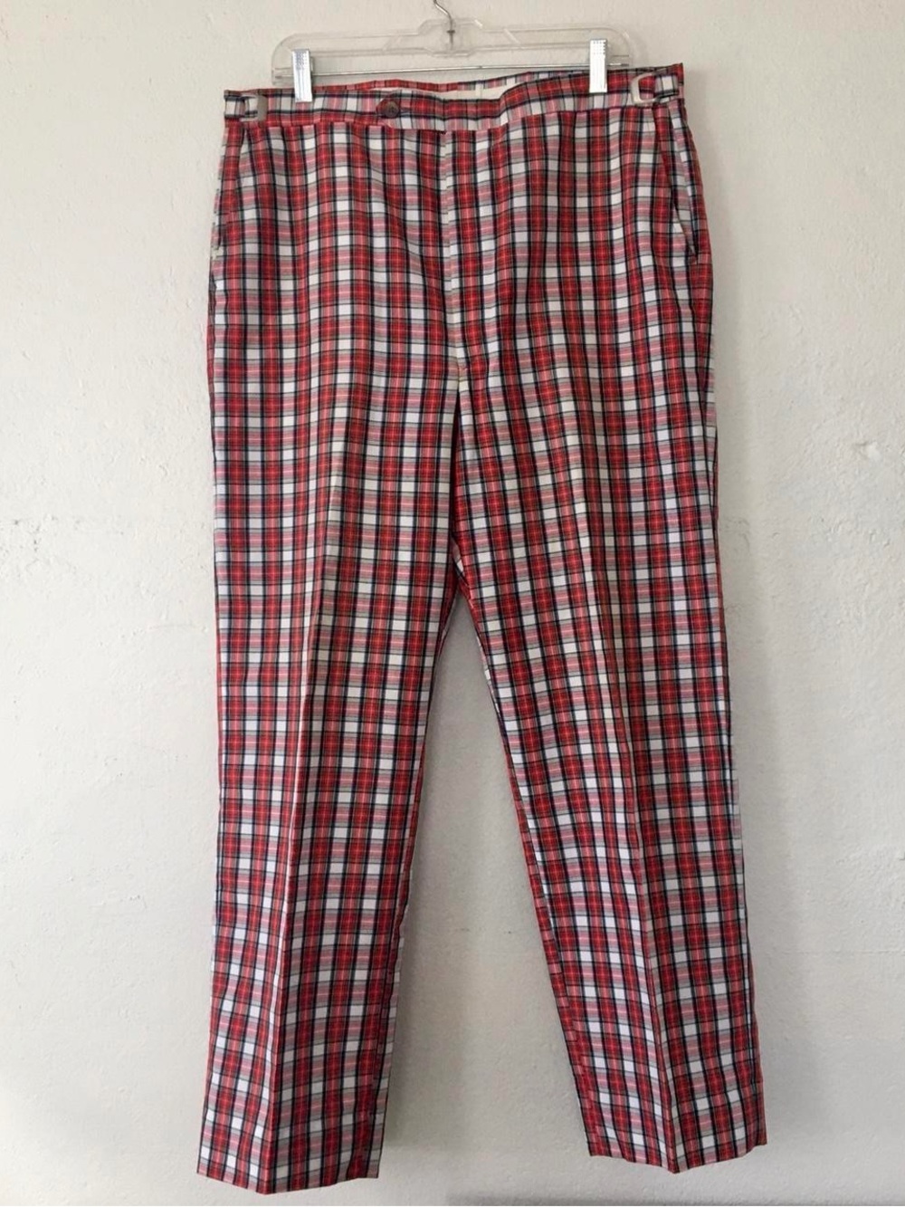 Men's Red Plaid Dress Pants